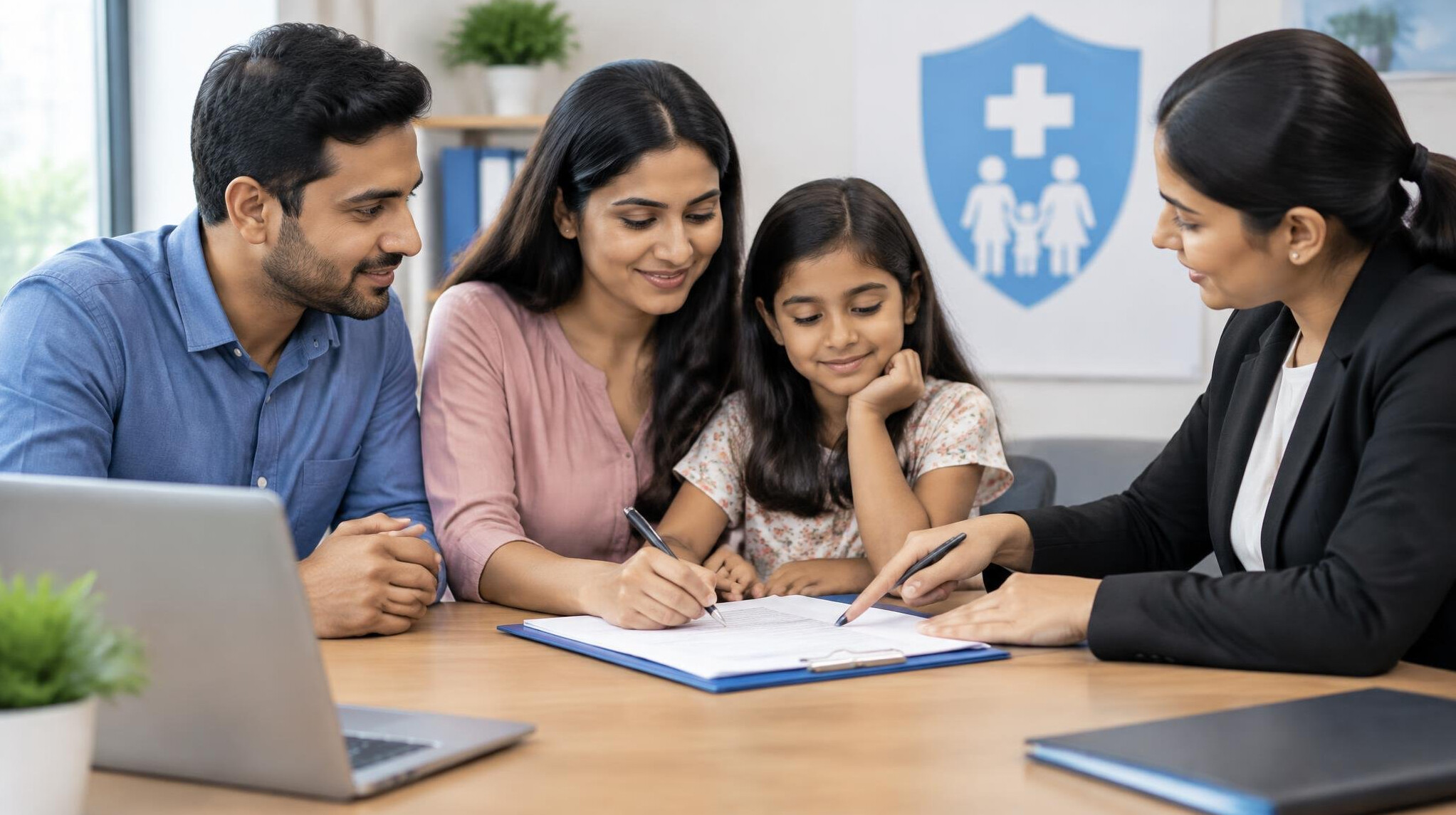 family discussing insurance