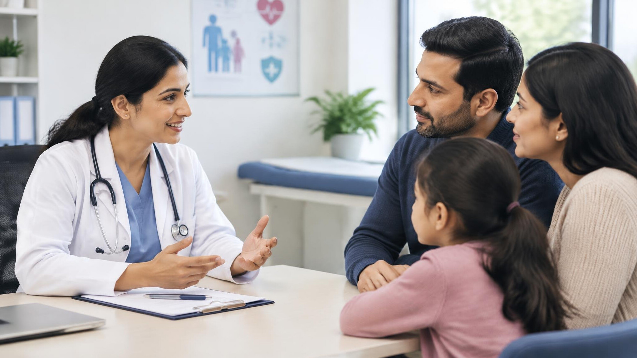 doctor consulting family