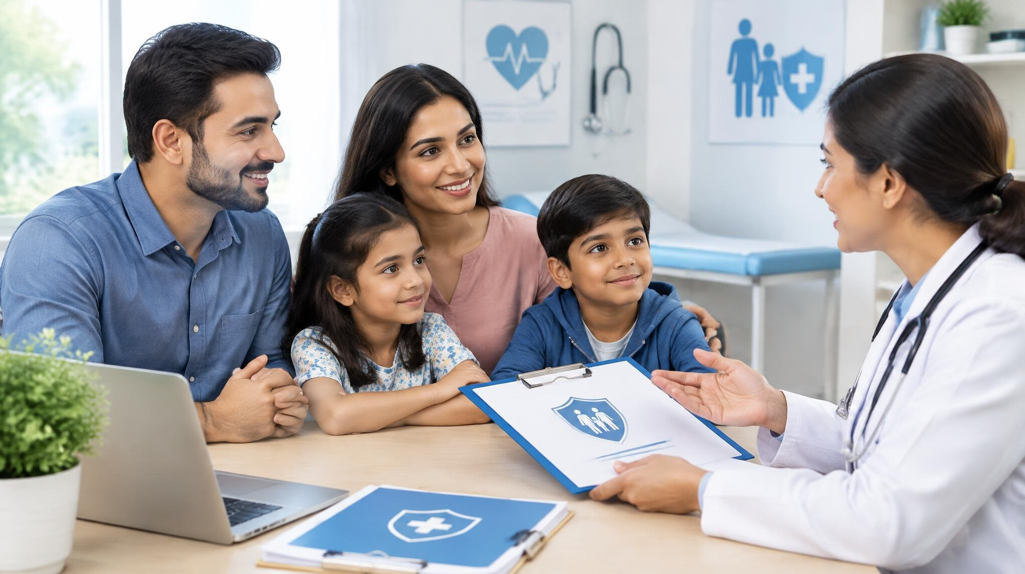 family discussing health insurance