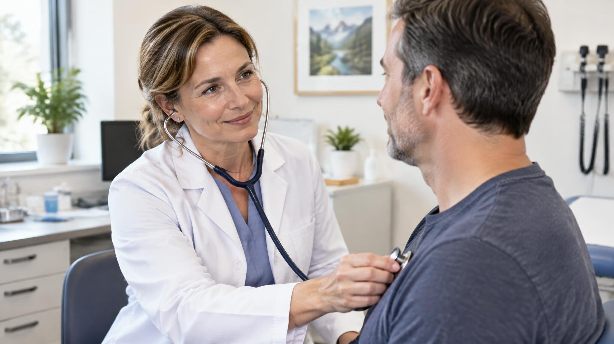 Doctor examining a patient with a stethoscope