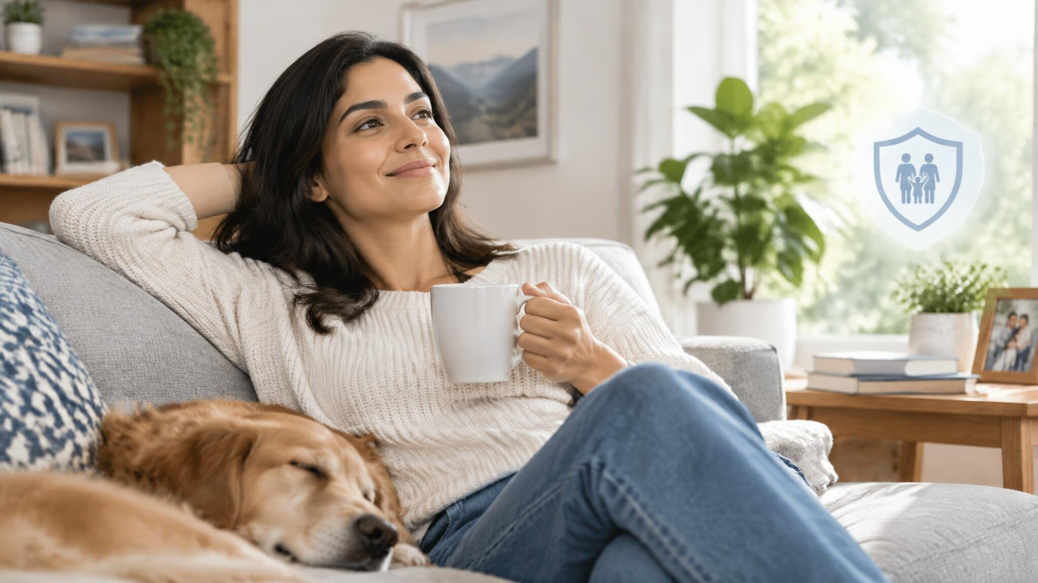 peaceful person relaxing at home
