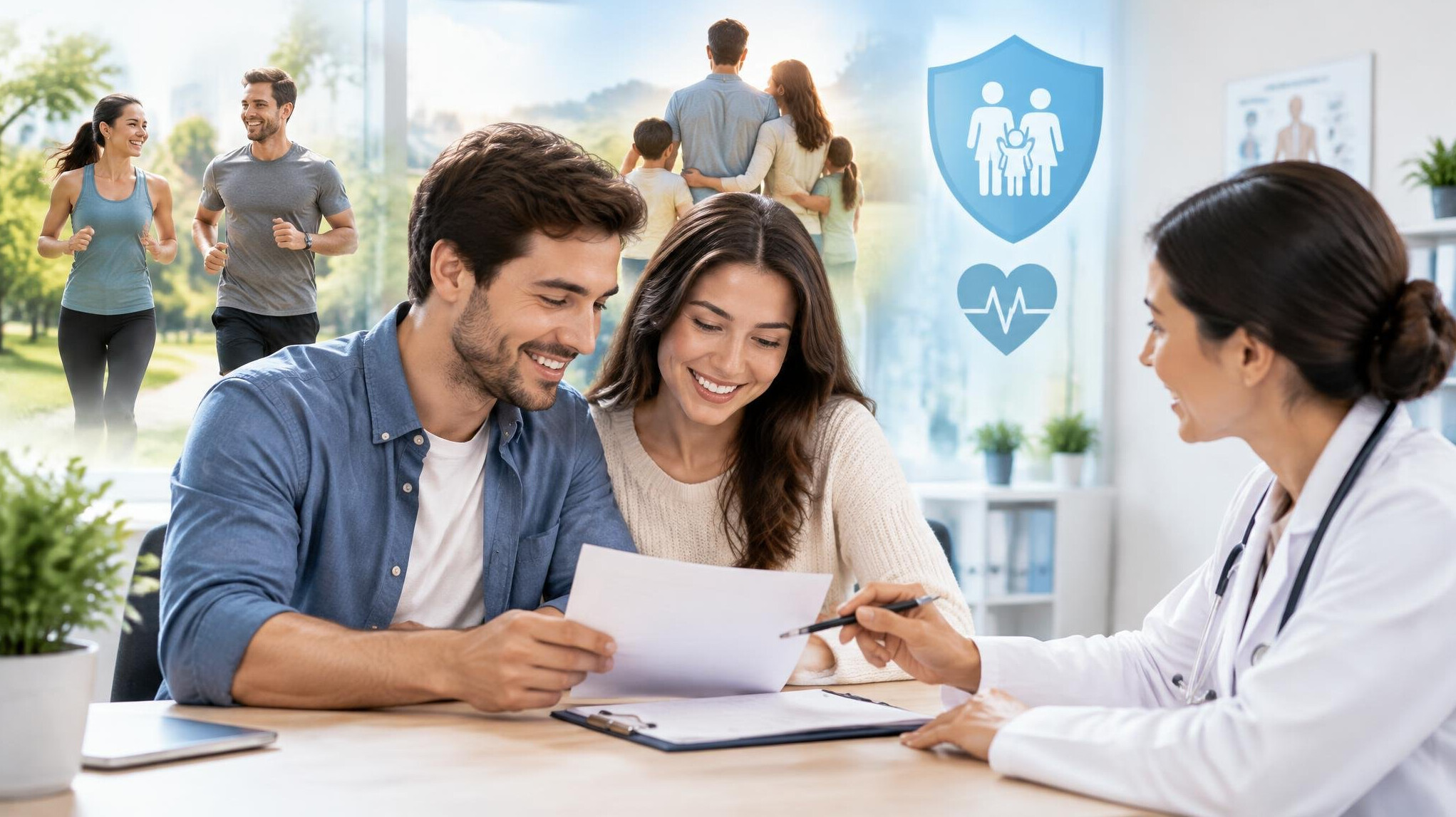 happy couple reviewing documents